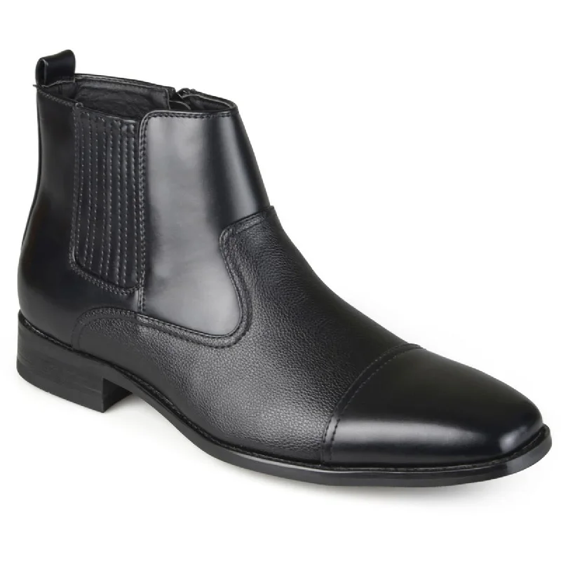 Vance Co. Mens Alex Faux Leather Block Heel Ankle Boots