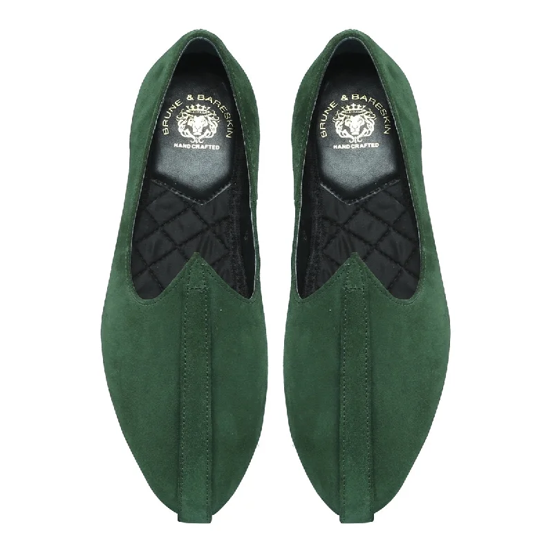 Mod Look Jalsa Jutti in Green Suede Leather