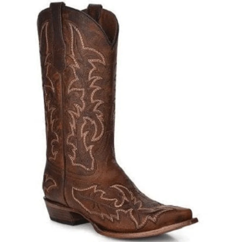 Circle G Men's Brown Embroidered Leather Western Cowboy Boots L5782