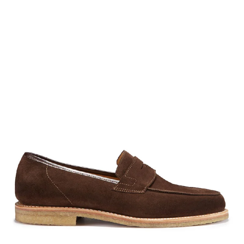 Brown Suede Loafers, Crepe Rubber Welted Sole