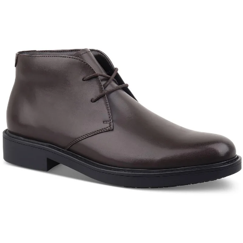 Alfani Mens Zane Faux Leather Chukka Boots