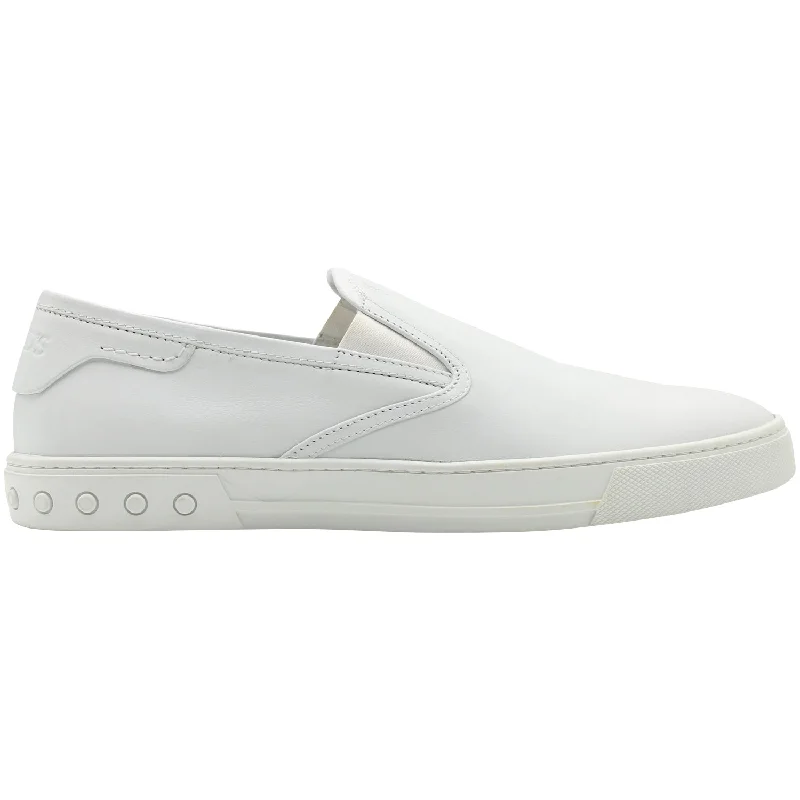 Tods Pantofola Slip-on Loafers in White Leather