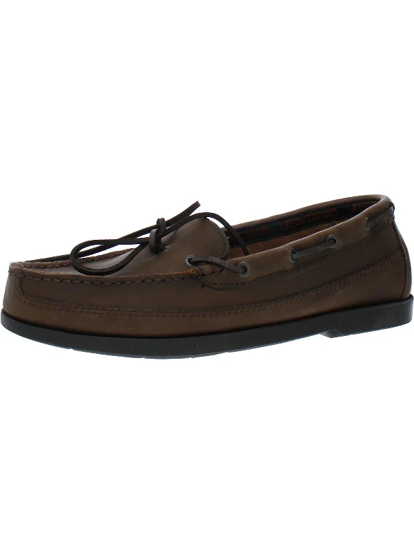 Mens Leather Moc Toe Boat Shoes