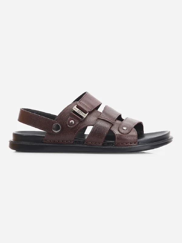 Men's Brown Leather Comfort-fit Smart Casual Sandal (ID4213)