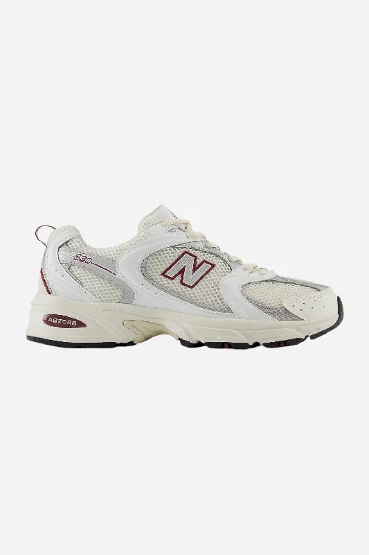 New Balance 530 Sneakers in Sea Salt with White and Mercury Red (MR530SZ)