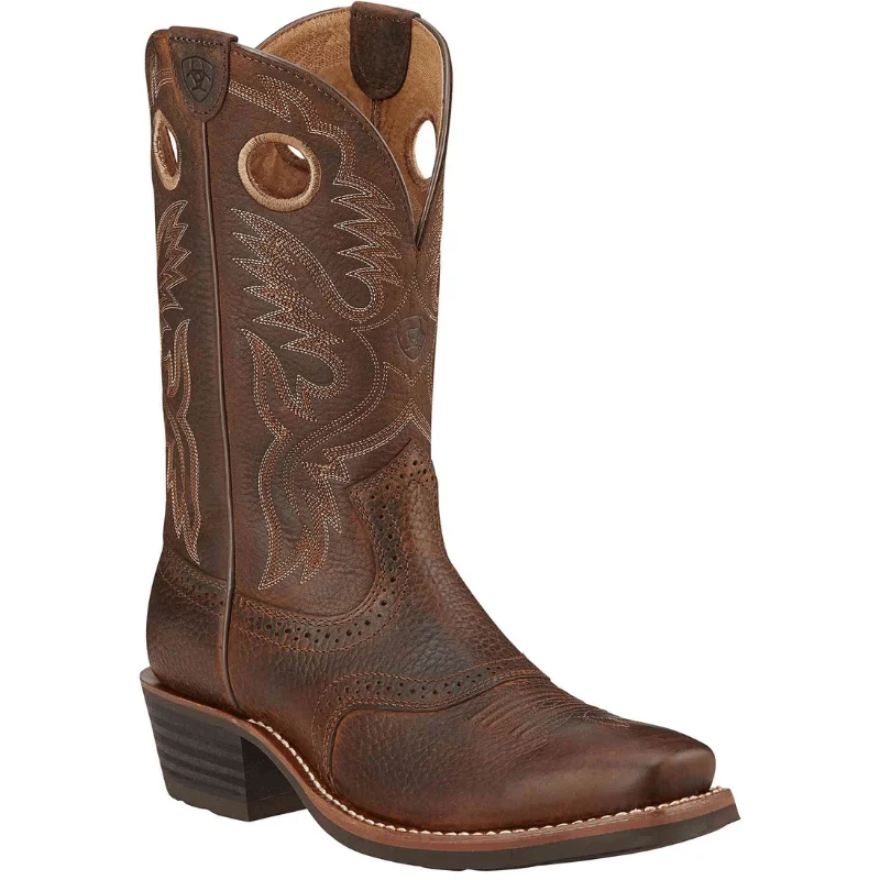 Ariat Men's Heritage Roughstock Brown Oiled Rowdy Western Boots 10002227