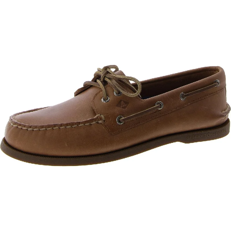 Gold Boat Mens Leather Lace-up Boat Shoes