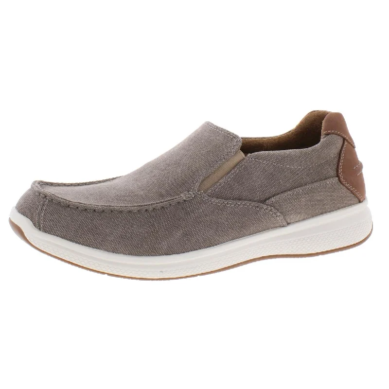 Great Lakes Mens Leather Canvas Slip-On Shoes