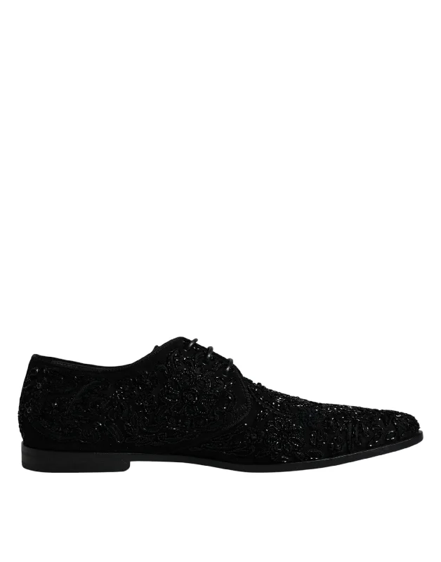 Dolce & Gabbana  Embellished Suede Derby Formal Men's Shoes