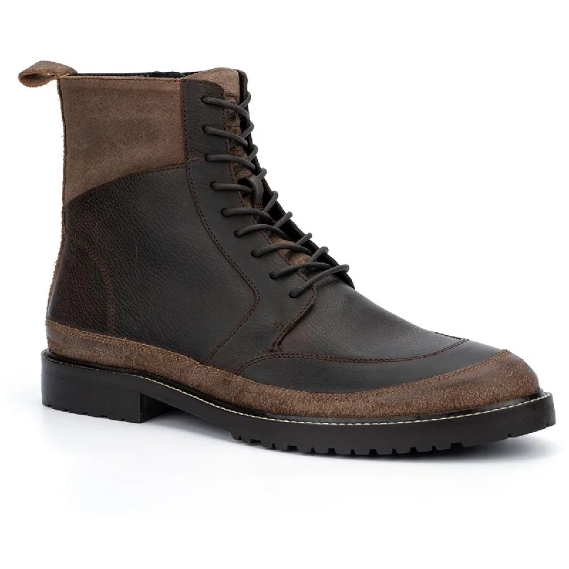 Reserved Footwear Mens Leather Round Toe Combat & Lace-up Boots