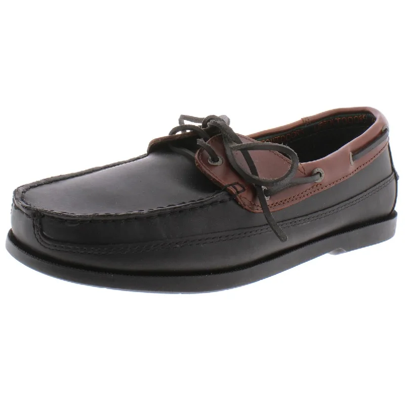 Mens Leather Lace-Up Boat Shoes