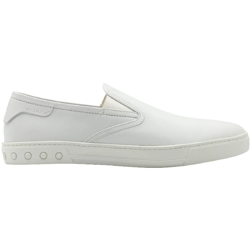 Tods Pantofola Slip-on Loafers in White Leather