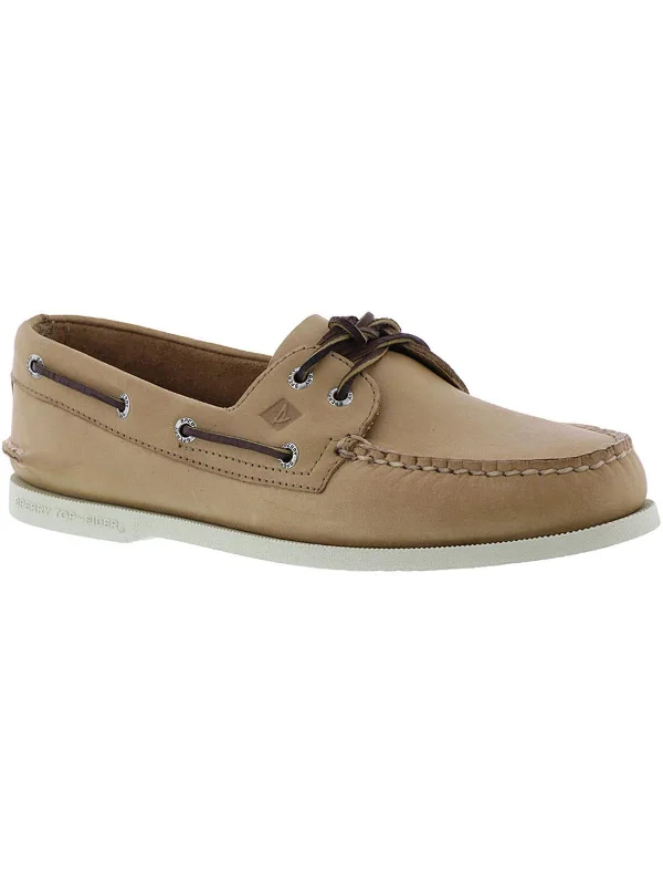 Authentic Original Mens Leather Contrast Trim Boat Shoes