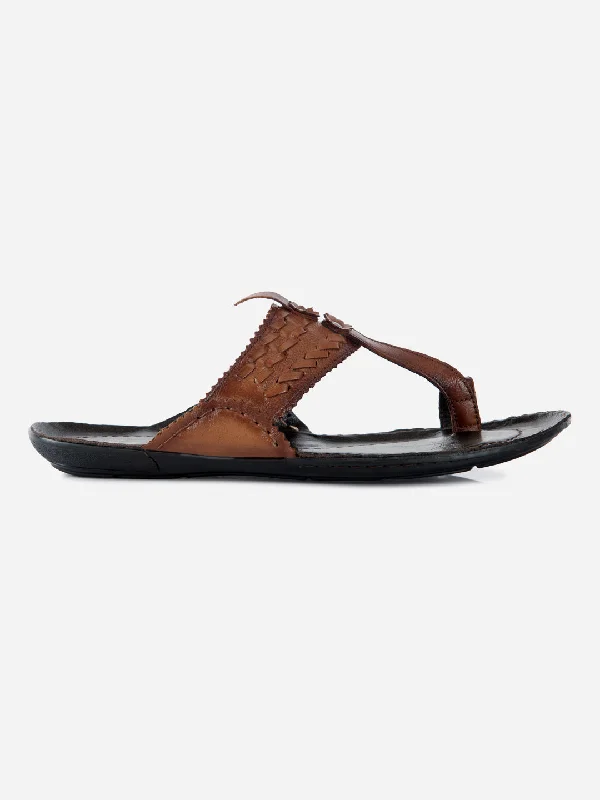 Men's Tan Kolapuri Style Ethnic Slipper (ID4068)