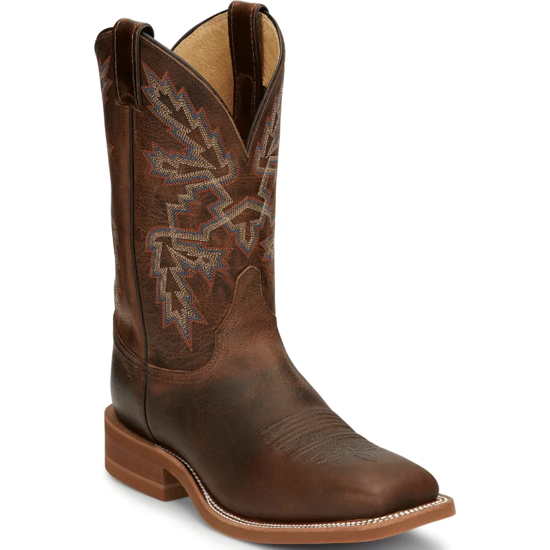 Justin Men's Bender Dark Brown Square Toe Western Work Boots BR5348