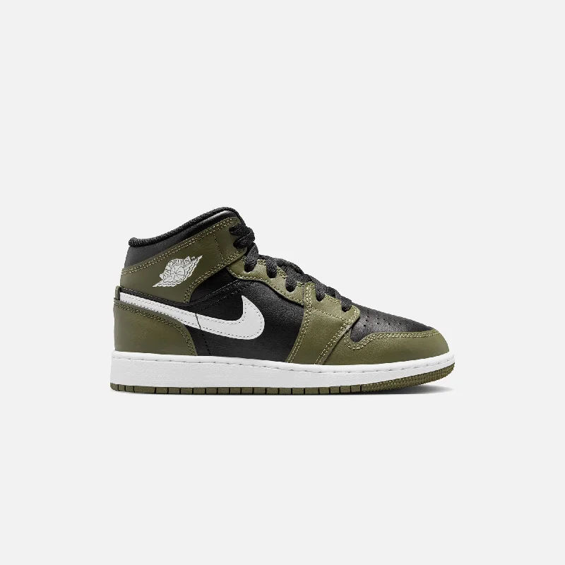 Nike Air Jordan 1 Mid - Black / White / Medium Olive