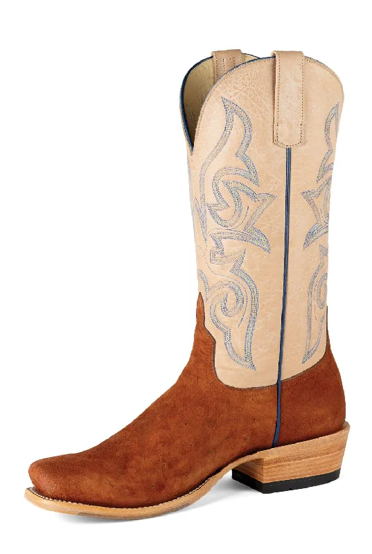 Horse Power Mens Top Hand Brandy/Bone Smooth Ostrich Cowboy Boots