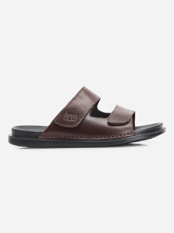 Men's Brown Leather Casual Slip On Sandal (ID4211)