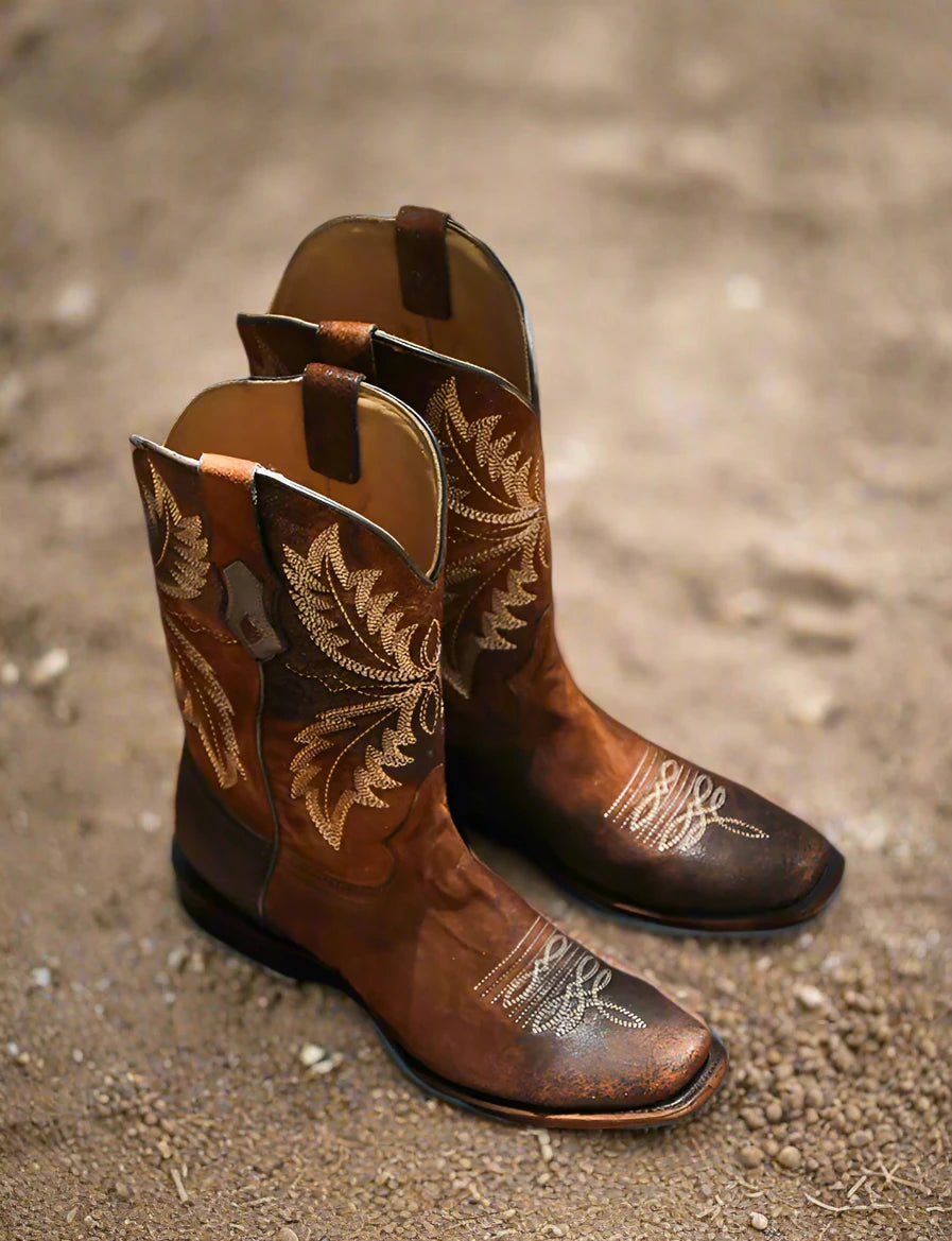 Premium Fashion Walking Shoes Corral C4023 Men's Chocolate Emb SQ. Toe Tall Cowboy Boot
