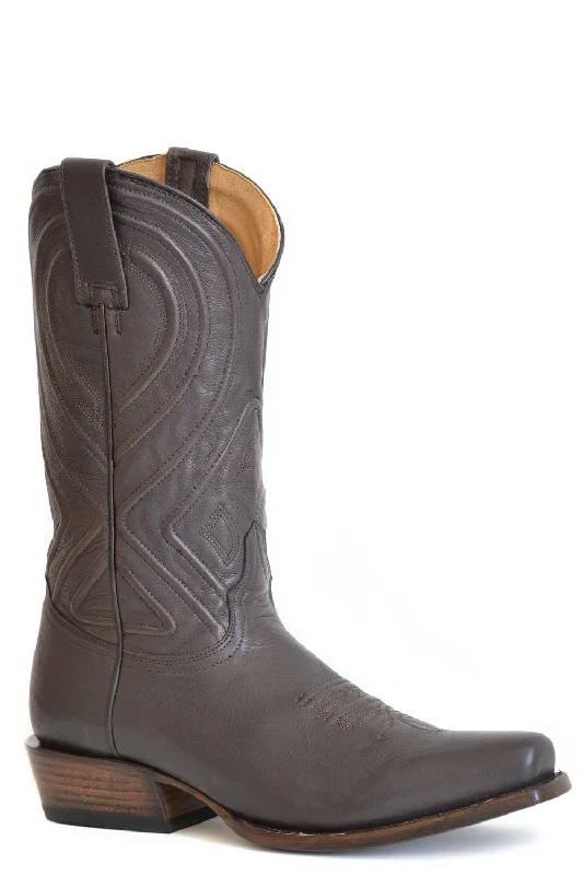 Chic Lightweight Casual Shoes Stetson Mens Mossman Dark Brown Goat Leather Cowboy Boots