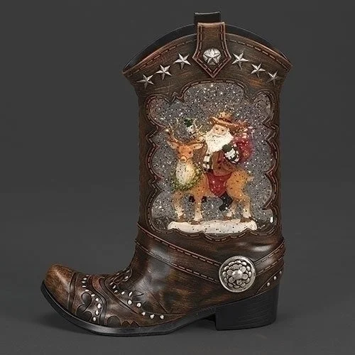 Breathable Urban Walking Shoes Cowboy Boot Holiday Globe Cowboy Boot with SANTA RIDING DEER