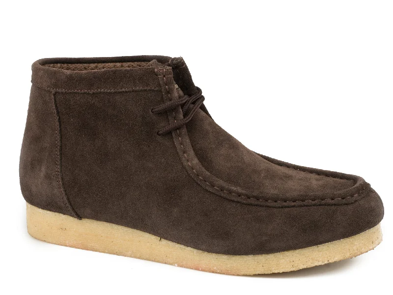 Sleek Breathable Sneakers Roper Mens Dark Brown Leather Gum Sticker Ankle Boots